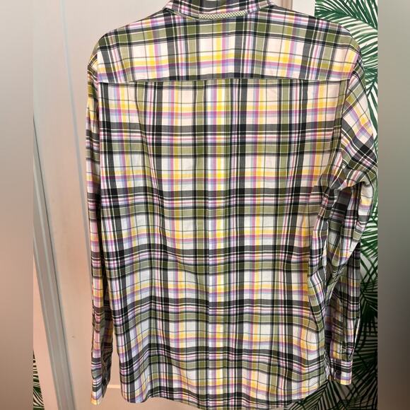 BOSS ORANGE Mens Madras Plaid Short Sleeve Button Down Shirt Medium - Picture 3 of 10